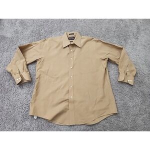 Barrington Dress Shirt Mens 17 Beige Long Sleeve Classic Business Formal